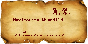 Maximovits Nimród névjegykártya